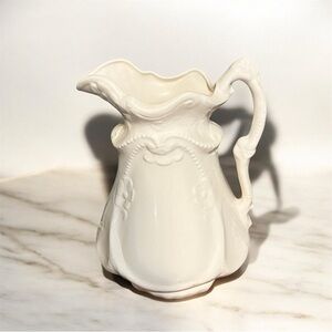 Antique White Ironstone Large Victorian Style Pitcher